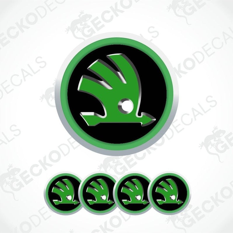 Set of green and black logos on a white background with 'Gecko Decals' branding.