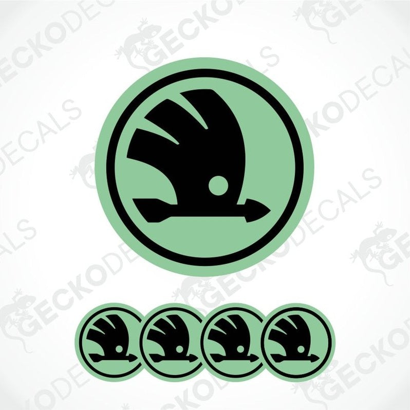 Green and black logo with four similar designs below on a white background.