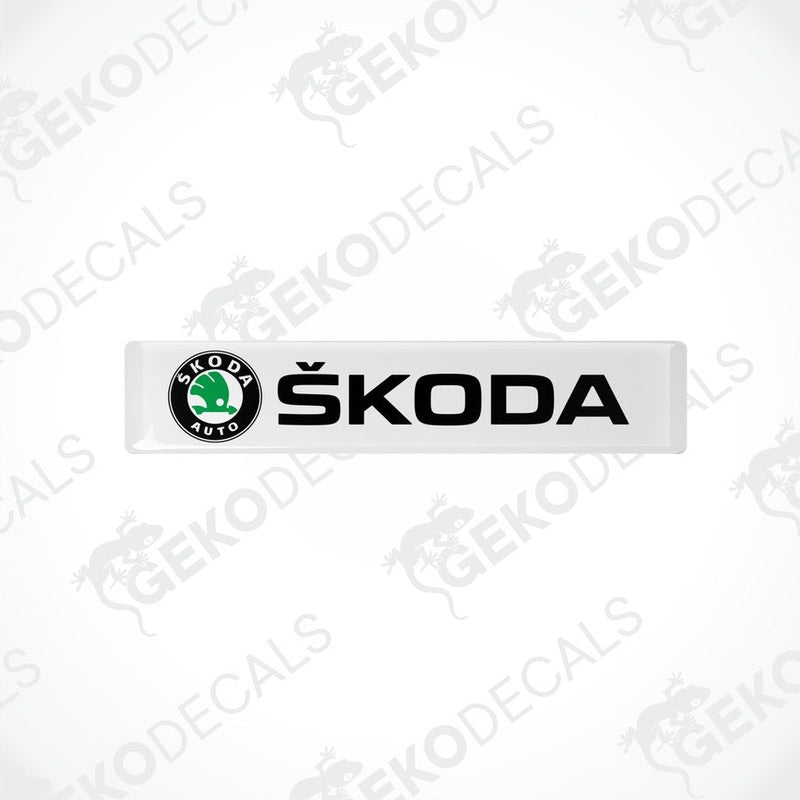  Withe decals with the Skoda logo and the text 'SKODA AUTO' in black.