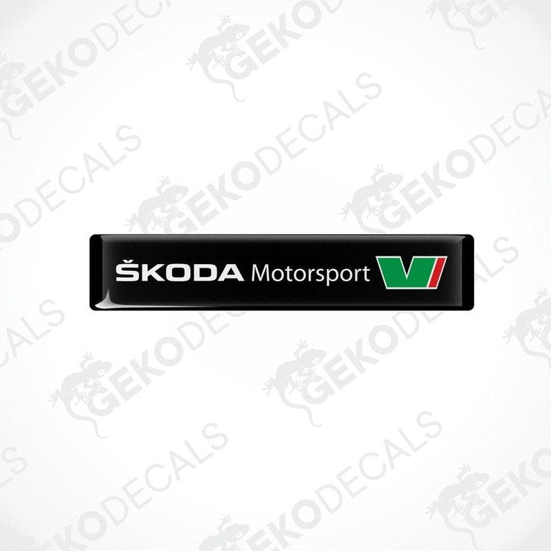  Black rectangular decals with the Skoda Motorsport logo in green and white.