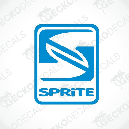A blue and white die cut decal with the SPRITE brand logo.