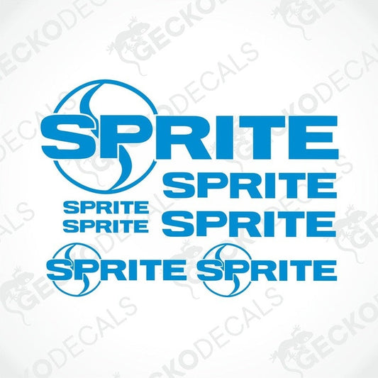 Blue Sprite Caravan Logo Decal Set with 5 Die-Cut Stickers on Transfer Paper