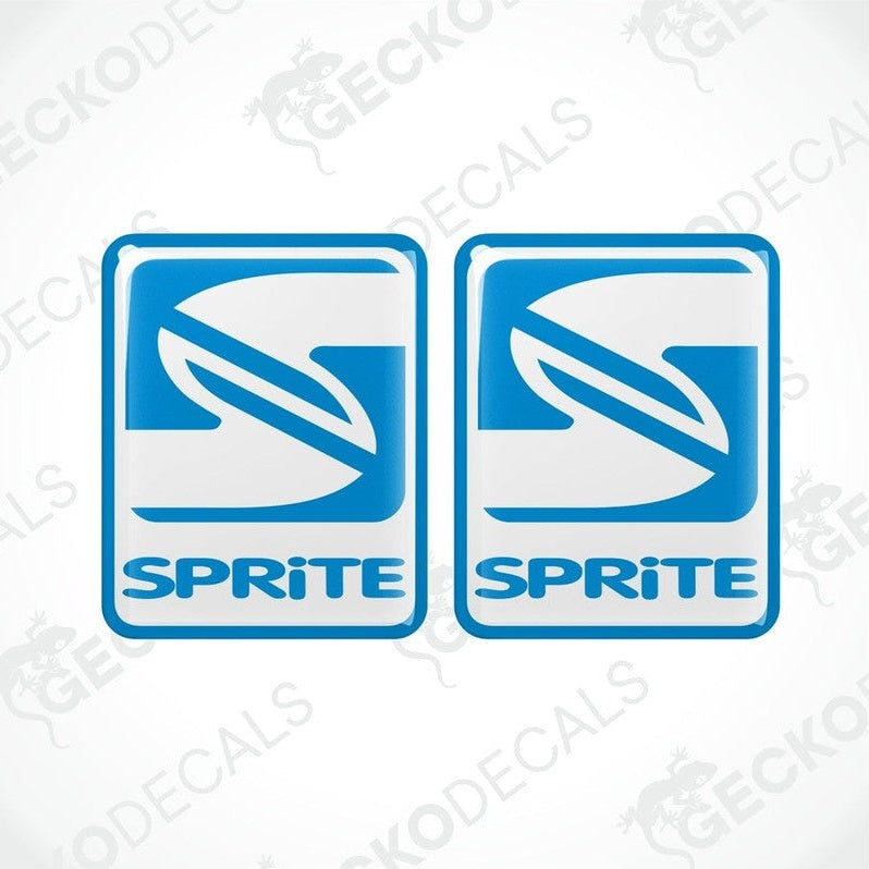 Two blue, white, and red vinyl stickers with the SPRITE brand logo.