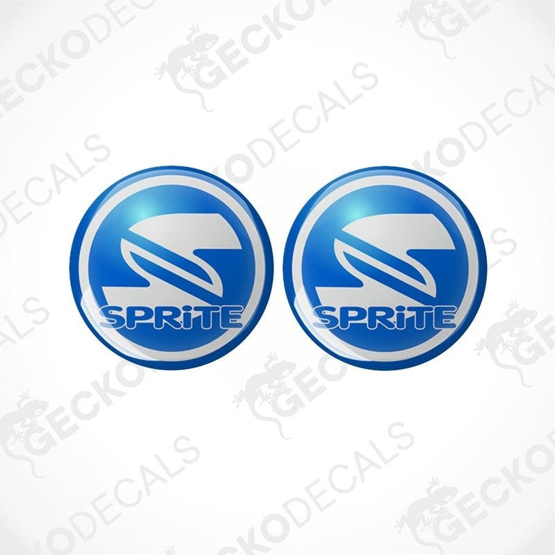 Two blue and white vinyl stickers with the SPRITE brand logo.