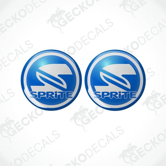 Two blue and white vinyl stickers with the SPRITE brand logo.