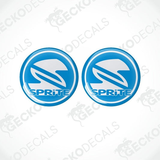 Two blue, white, and red vinyl stickers with the SPRITE brand logo.