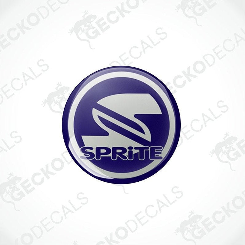 Two blue and white round vinyl stickers with the 'SPRITE' brand logo in the center.