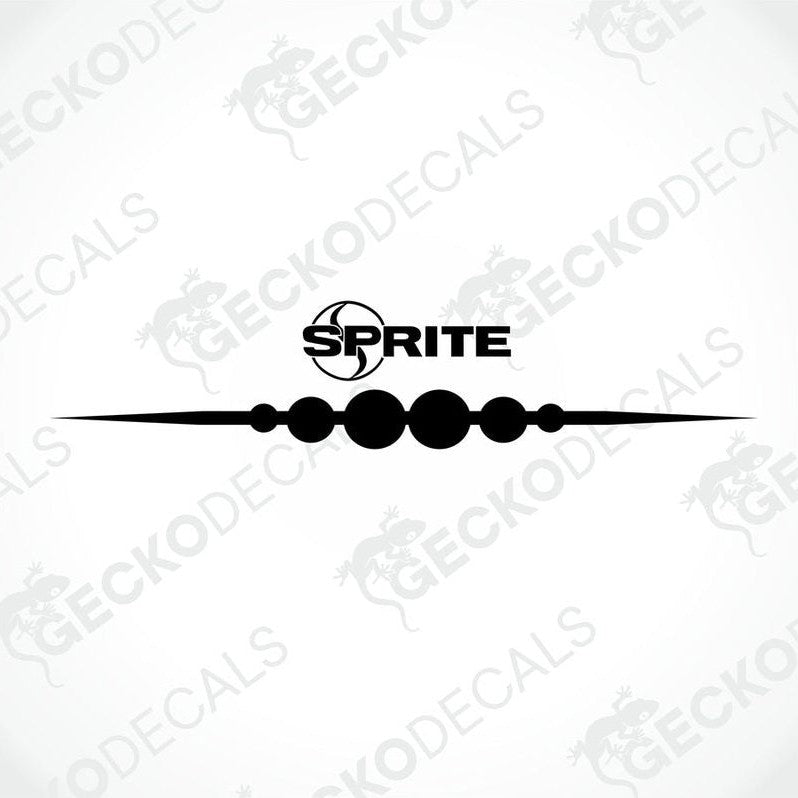 Rear decal of a white caravan with the SPRITE brand logo.