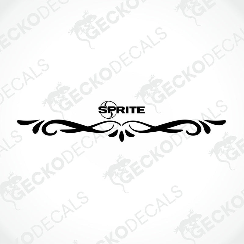 Rear decal of a white caravan with the SPRITE brand logo.