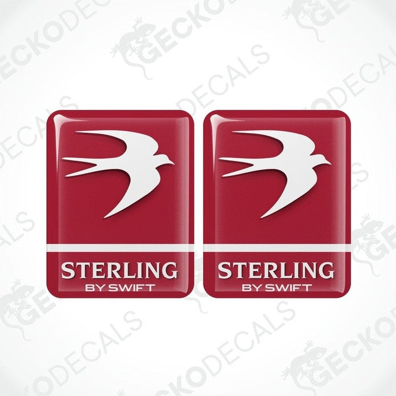 Two red vinyl stickers with the word 'SWIFT' and a white graphic design, placed against a white background.
