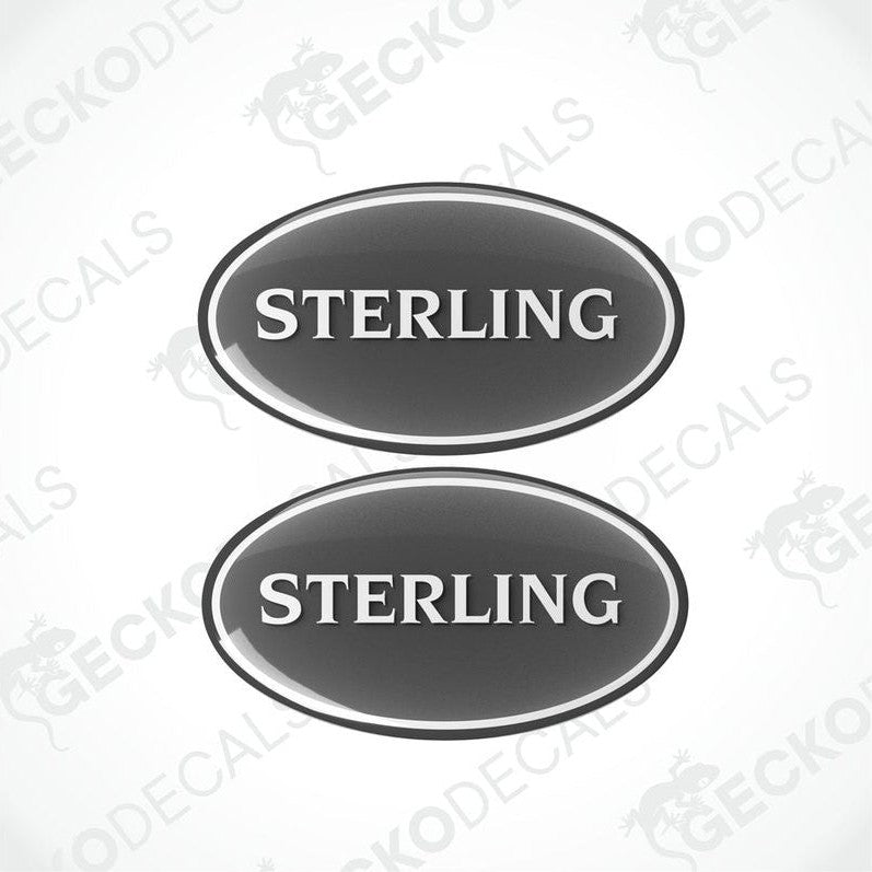 Set of two Sterling epoxy resin decals with glossy finish