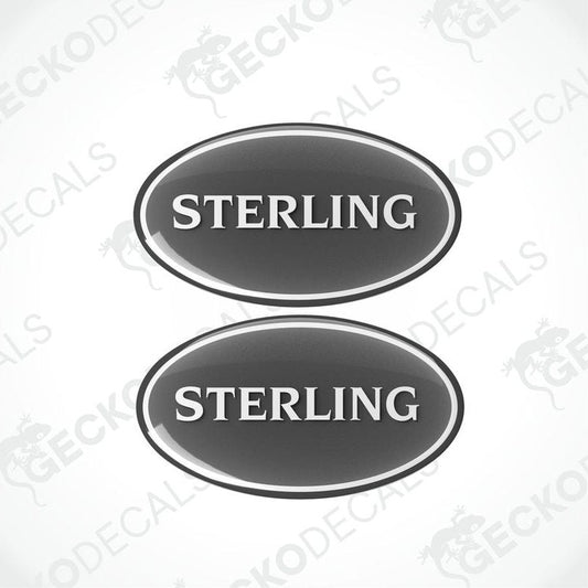Set of two Sterling epoxy resin decals with glossy finish