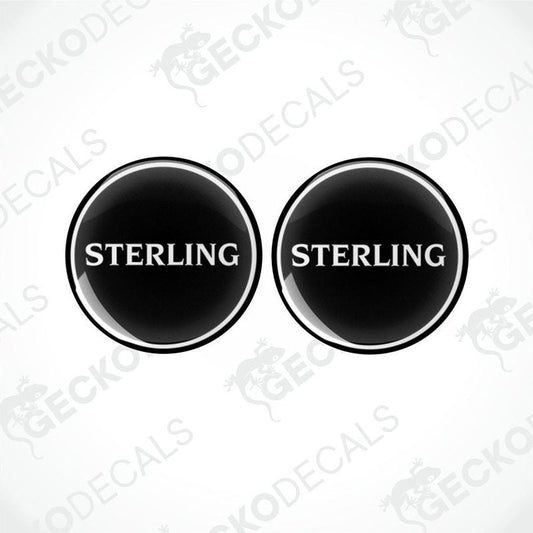 Sterling Epoxy Decal Set Two Black Domed Vinyl Stickers with White Rings