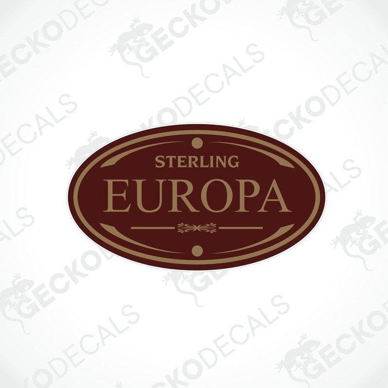 A brown decal with the text 'STERLING STARLIGHT' and a decorative border.