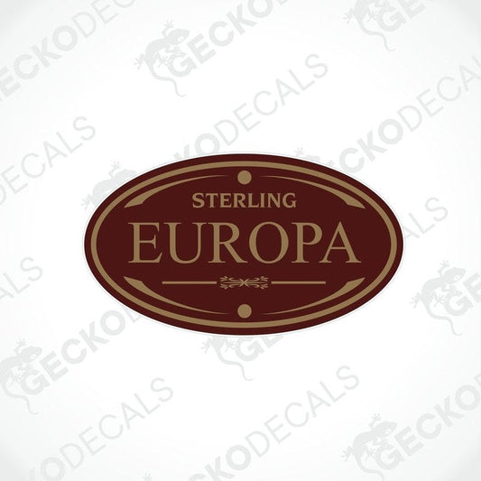 A brown decal with the text 'STERLING STARLIGHT' and a decorative border.
