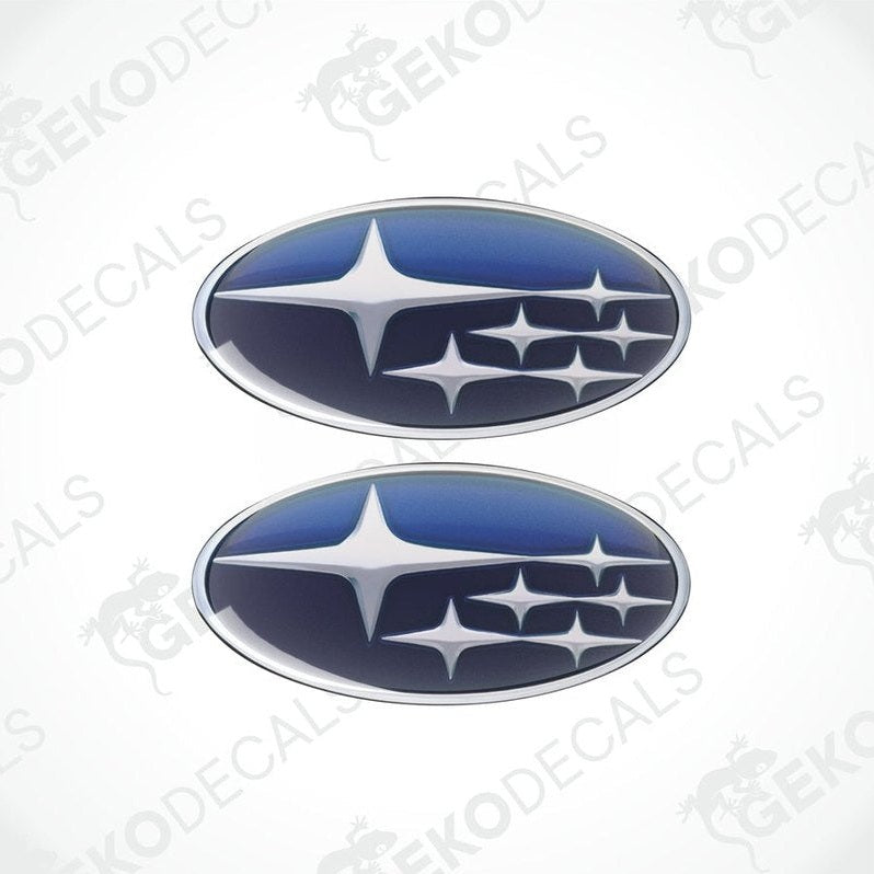  Blue oval-shaped decals with a star pattern design, typically used as car stickers.