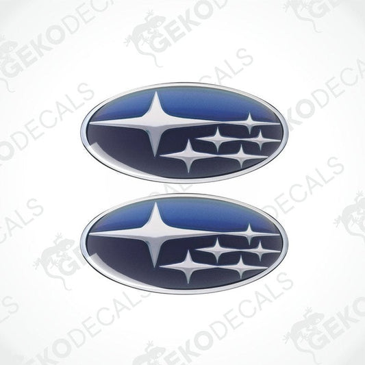  Blue oval-shaped decals with a star pattern design, typically used as car stickers.
