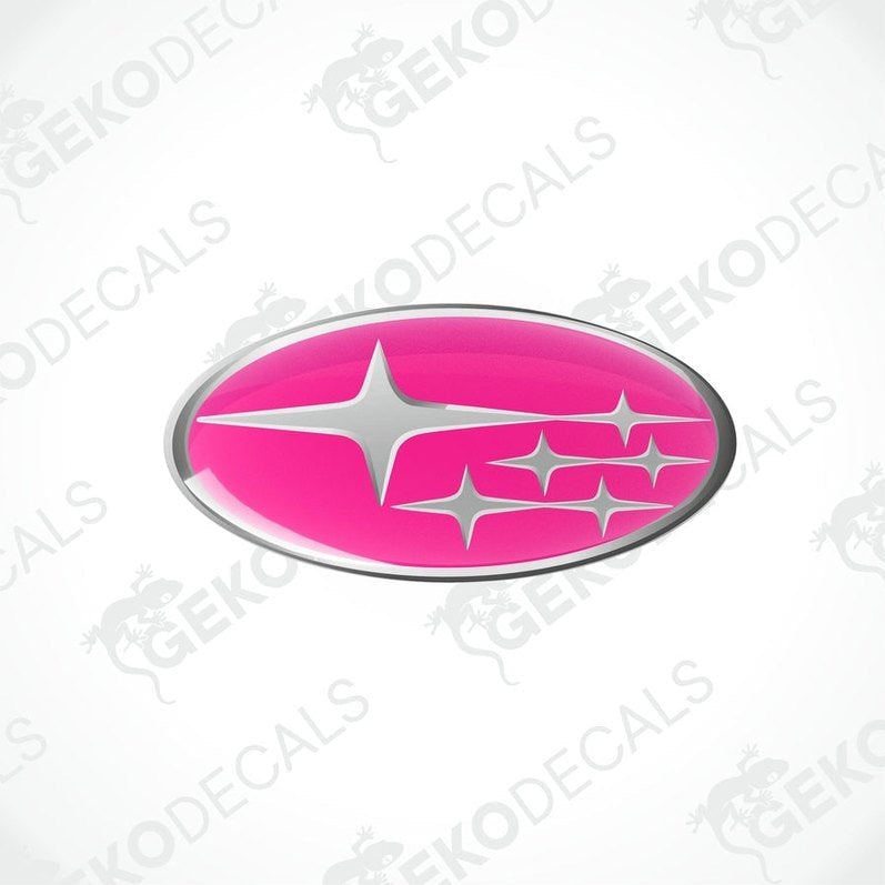  Pink oval-shaped decals with a star pattern design, typically used as car stickers.