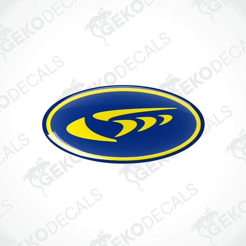  Blue and yellow vinyl decals with Subaru logo design.