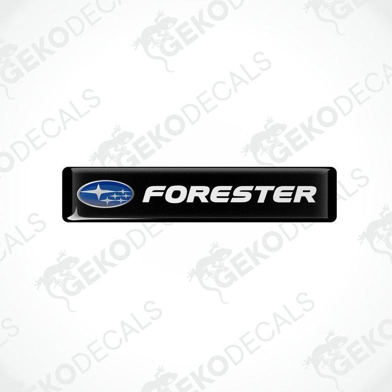  Black vinyl stickers with the word 'FORESTER' and a graphical representation of a car above the text.