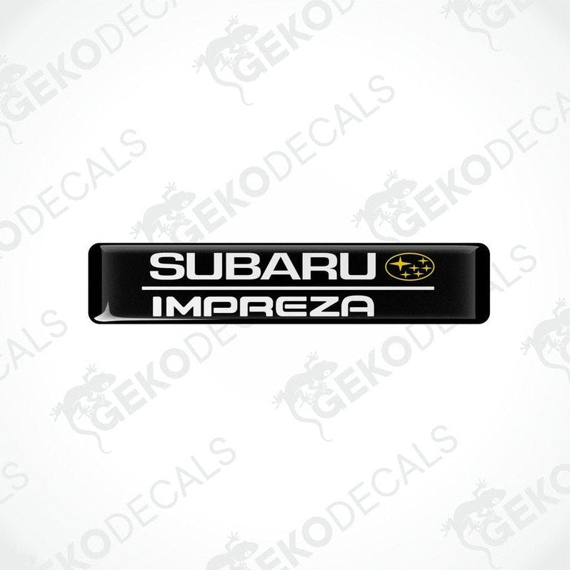 Black decals with the Subaru car logo and the word 'SUBARU IMPREZA' in yellow letters.