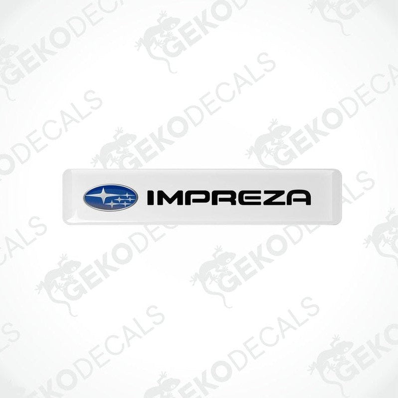  White vinyl stickers with the SUBARU IMPREZA brand logo printed on them