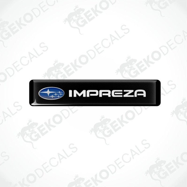 Black vinyl stickers with the SUBARU IMPREZA brand logo printed on them