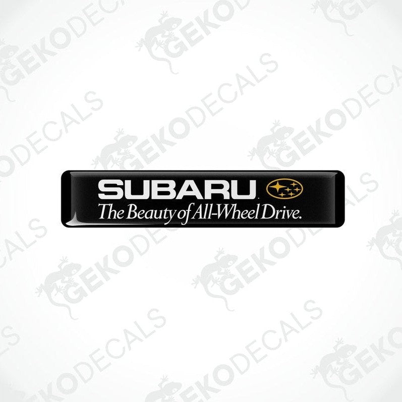  Black rectangular decals with the Subaru logo and the text 'The Beauty of All-Wheel Drive'.