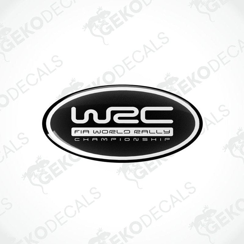  Oval-shaped black and white vinyl decals with the WRC (World Rally Championship) logo.