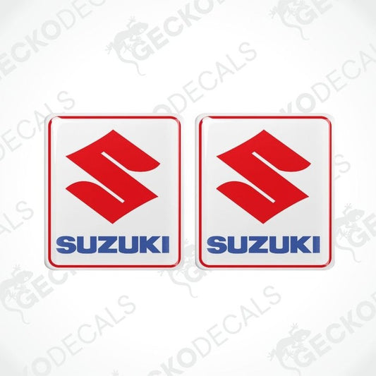 Two Suzuki logos on a white background with 'Gecko Decals' branding.