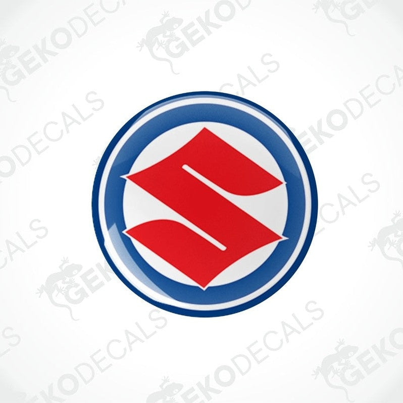  Round blue, red, and white decals with the SUZUKI logo.