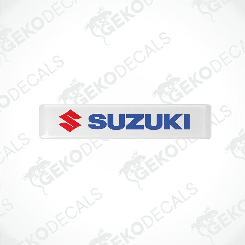  Withe vinyl stickers with the SUZUKI logo in blue and red.