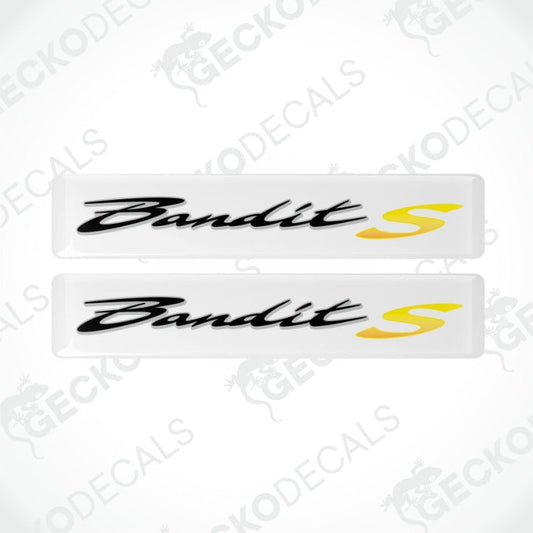 Two 'Bandit S' decals with a yellow 'S' on a white background.