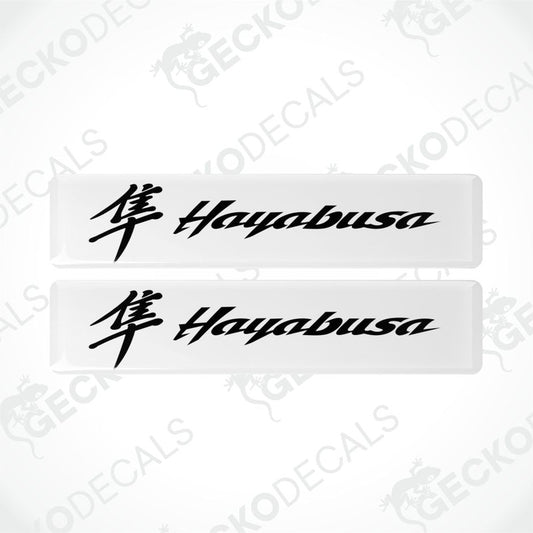 Two 'Hayabusa' decals with Japanese characters on a white background.