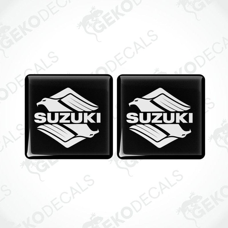 Two black and white vinyl decals with the SUZUKI INTRUDER logo