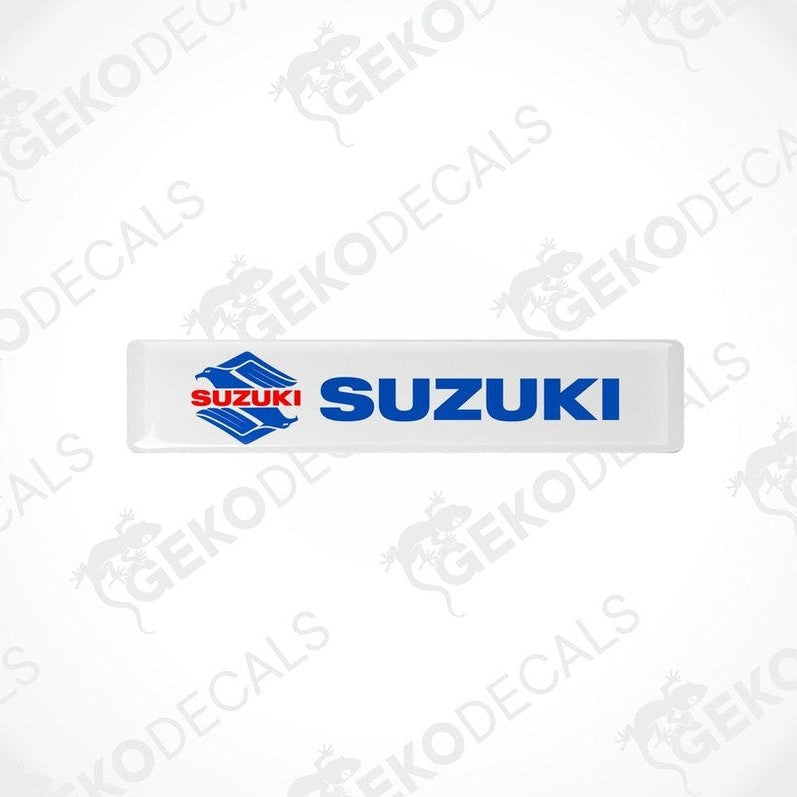 White vinyl stickers with the SUZUKI brand logo in blue and red.