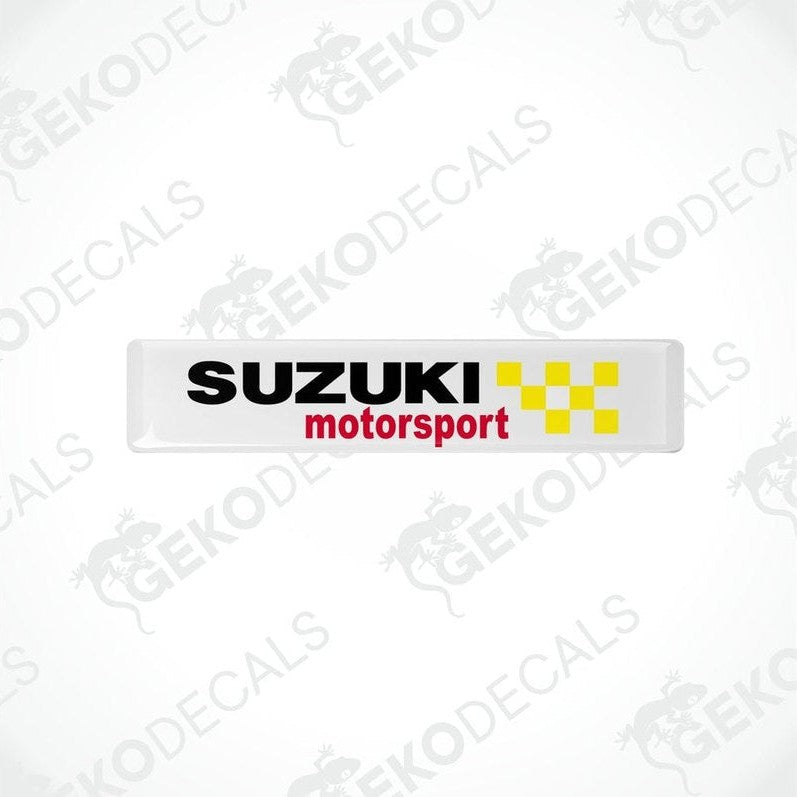White vinyl stickers with the SUZUKI MOTORSPORT logo in black and red.