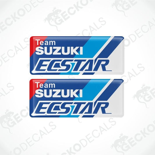 Two Team Suzuki Ecstar decals on a white background with 'Gecko Decals' watermark.