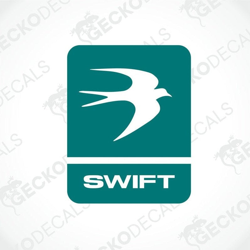 A Gecko Decals branded decal with a blue and white color scheme and the text 'SWIFT'.