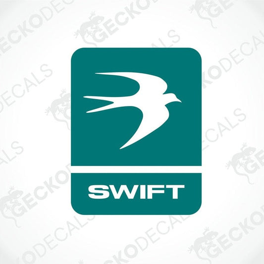 A Gecko Decals branded decal with a blue and white color scheme and the text 'SWIFT'.