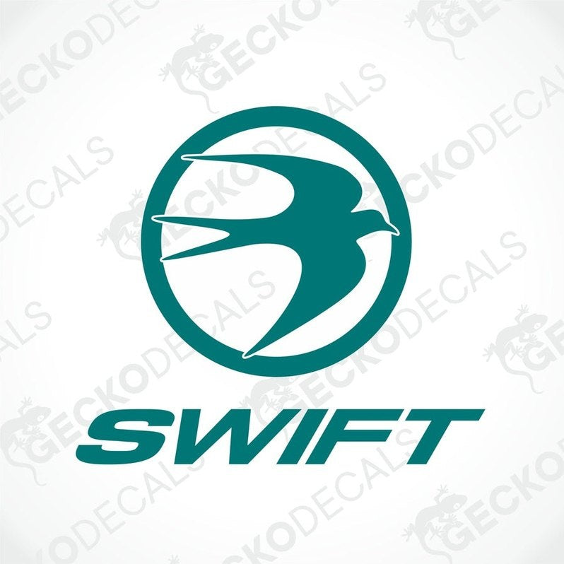 A die cut decal with a blue and green color scheme, featuring an animal (bird-like) design, delivered on transfer paper.
