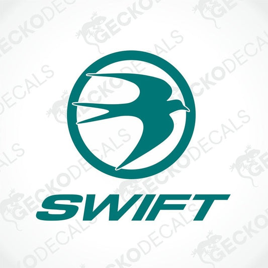 A die cut decal with a blue and green color scheme, featuring an animal (bird-like) design, delivered on transfer paper.
