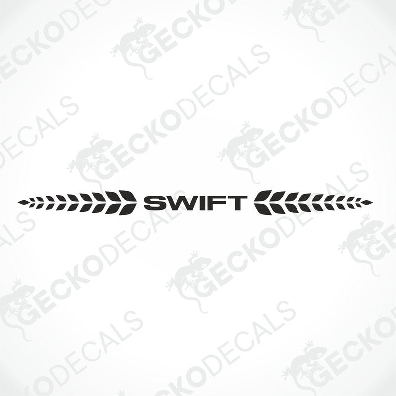 A white decal with the Swift brand logo, which includes a stylized leaf design and the brand name in bold lettering.