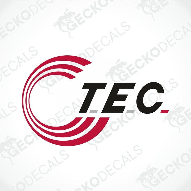 T.E.C. die cut decal with red circular graphic for car or caravan