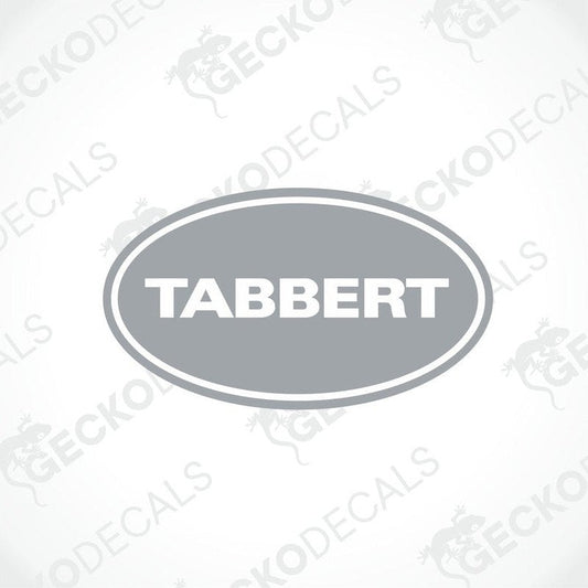 A die cut sticker with the brand name TABBERT displayed in an oval shape, intended for use on vehicles or other surfaces.