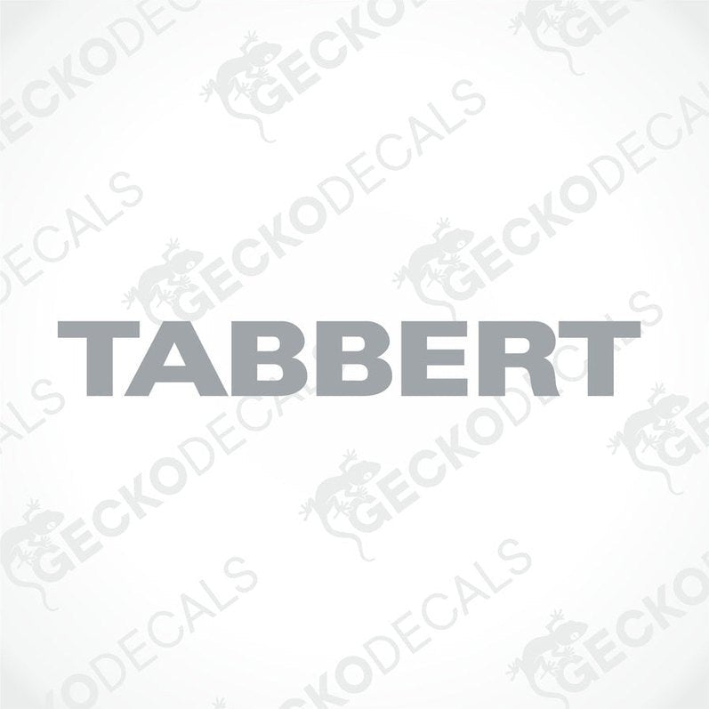TABBERT die-cut caravan decal in medium gray matte vinyl for interior or exterior use