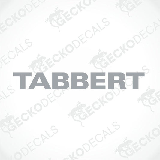 TABBERT die-cut caravan decal in medium gray matte vinyl for interior or exterior use