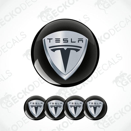 Tesla logo car decal set on a white background