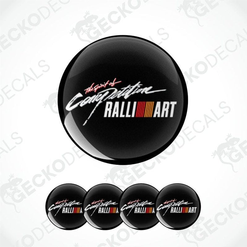 Set of five black stickers with 'The spirit of Citroén RALLIART' text on a white background.