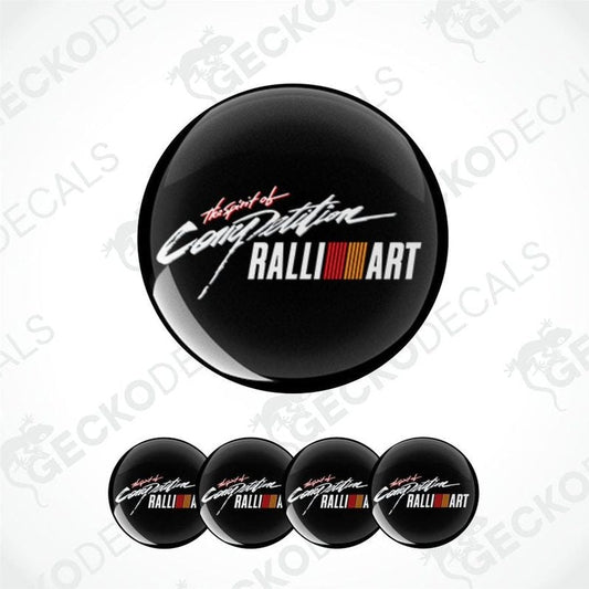 Set of five black stickers with 'The spirit of Citroén RALLIART' text on a white background.